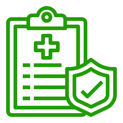 Mask-group-2.png (4) An icon of a clipboard with a medical cross and a checklist, accompanied by a shield with a checkmark.